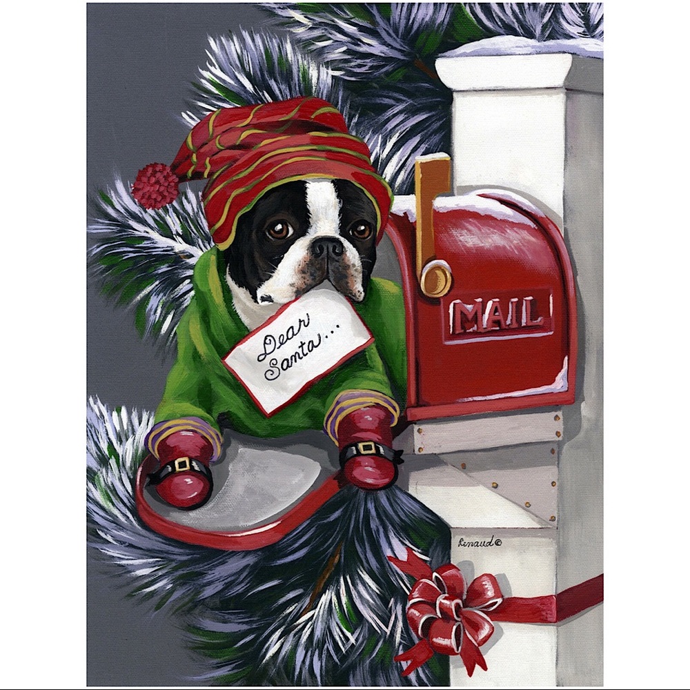 Precious Pets Garden Flag - Boston Terrier Letter to Santa 12" x 18